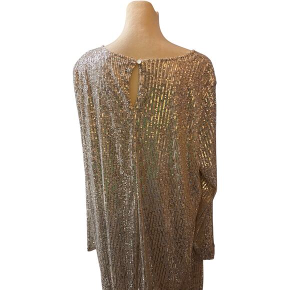 Melrose And Market Long Sleeve Sequin Mini Dress, Champagne, Plus Size 1XL, NWT - Picture 6 of 7